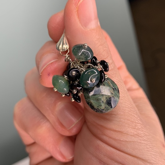 Jasper and Agate silver dangle earrings - Picture 2 of 3